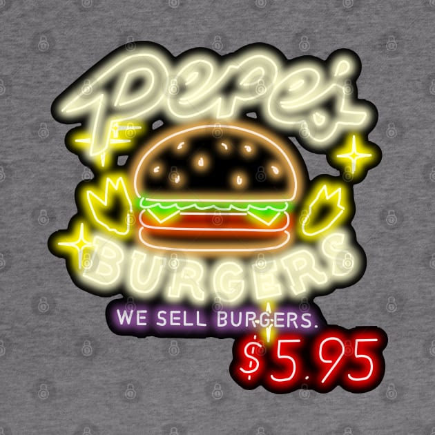 Neon Pepe's Burgers Logo from Steven Universe by gkillerb